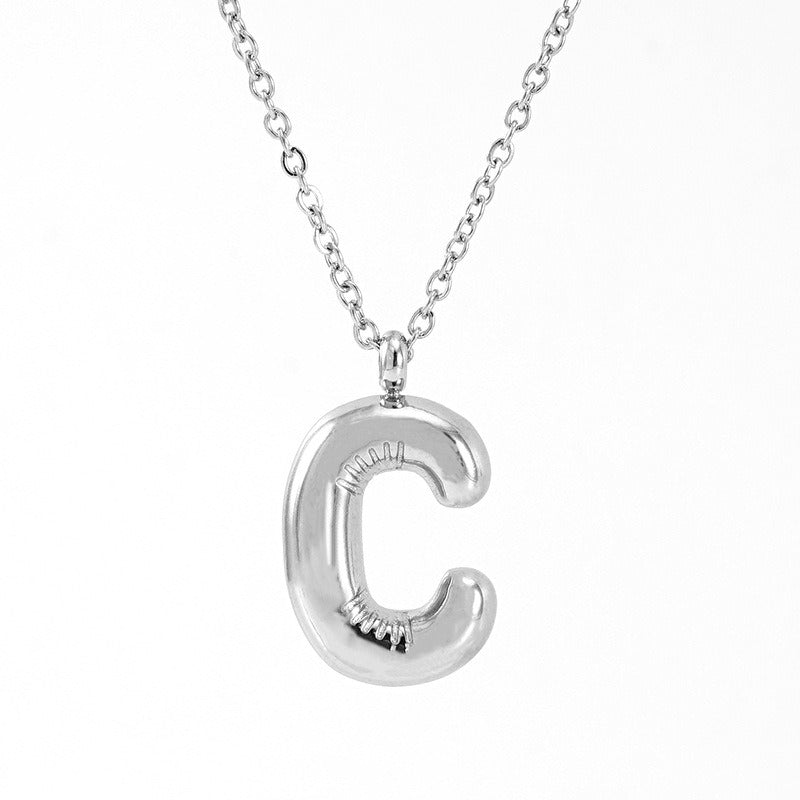 Custom Personalized Initial 3D Balloon Alphabet Letter Pendant Necklace