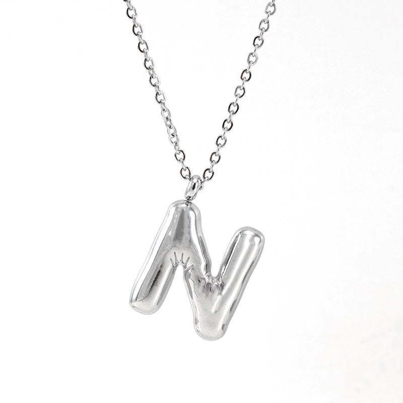 Custom Personalized Initial 3D Balloon Alphabet Letter Pendant Necklace