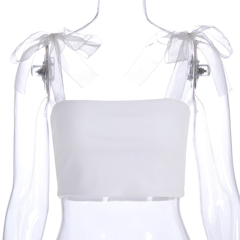 Bandage Straps Solid White Top