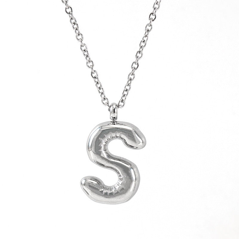 Custom Personalized Initial 3D Balloon Alphabet Letter Pendant Necklace