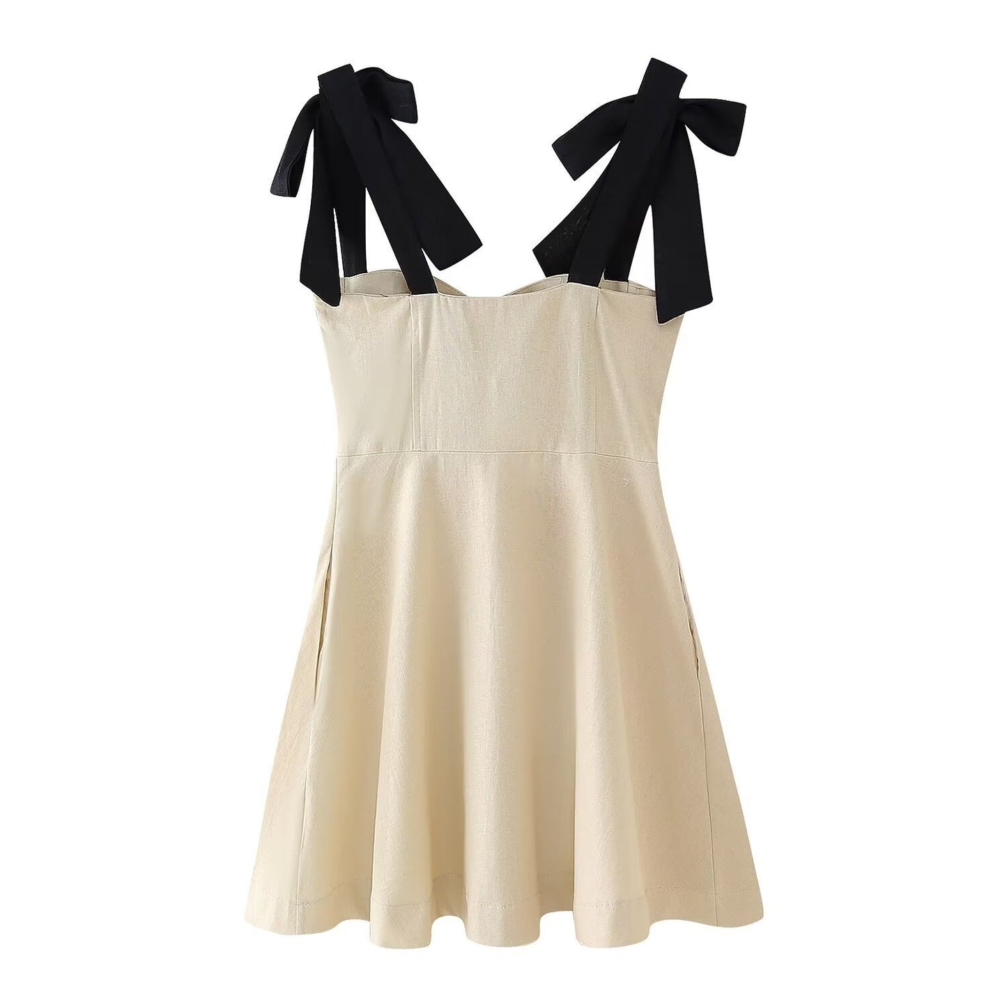 Women's contrasting butterfly bow with mini suspender dress