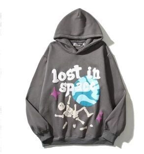 high street retro graffiti letter print hooded round neck hoodie