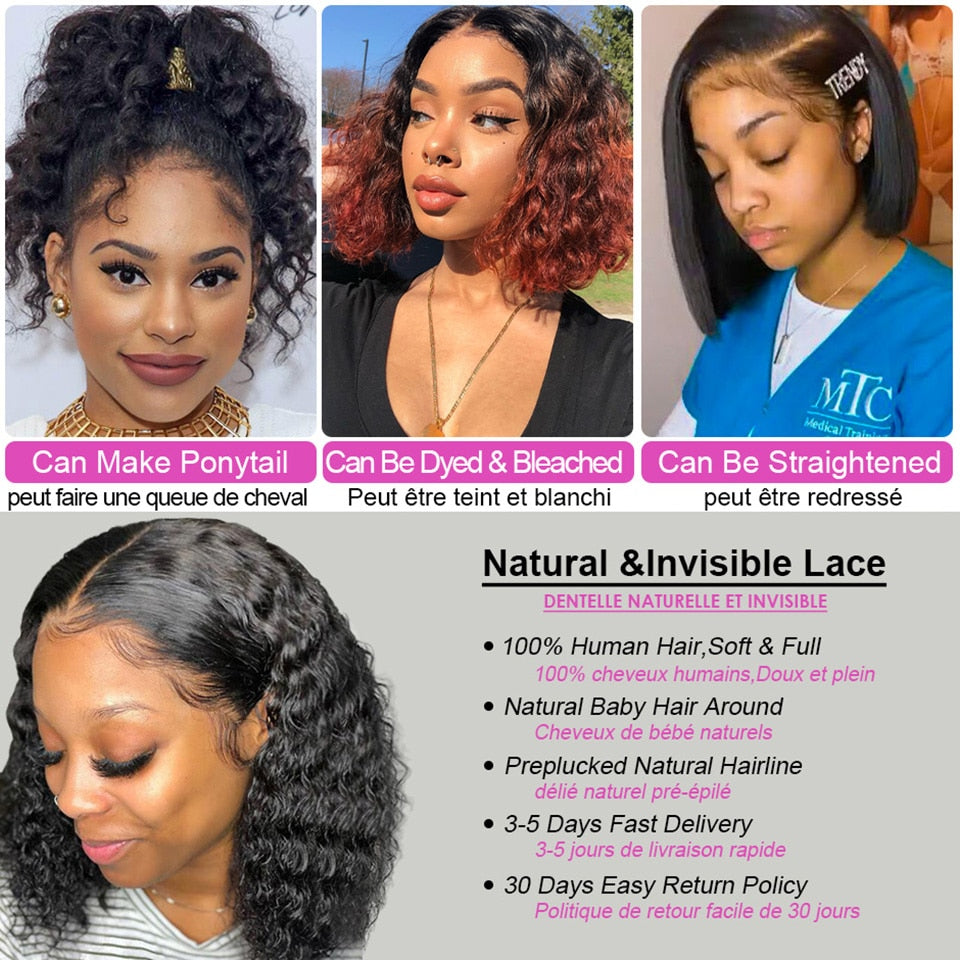 Brazilian Deep Wave Lace Front Wig Wet And Wavy Lace Frontal Human Hair