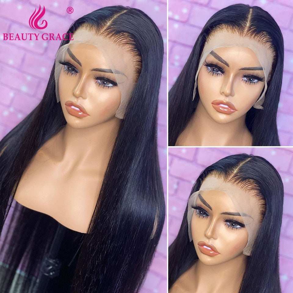 30 Inch Lace Front Wig Brazilian Bone Straight Human Hair