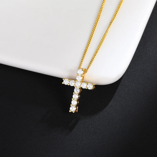 High Quality Zircon Cross Necklace For Women Hip Hop Jewelry Stainless Steel Pendant Chain Fashion Jewelry Christmas Gift 2022