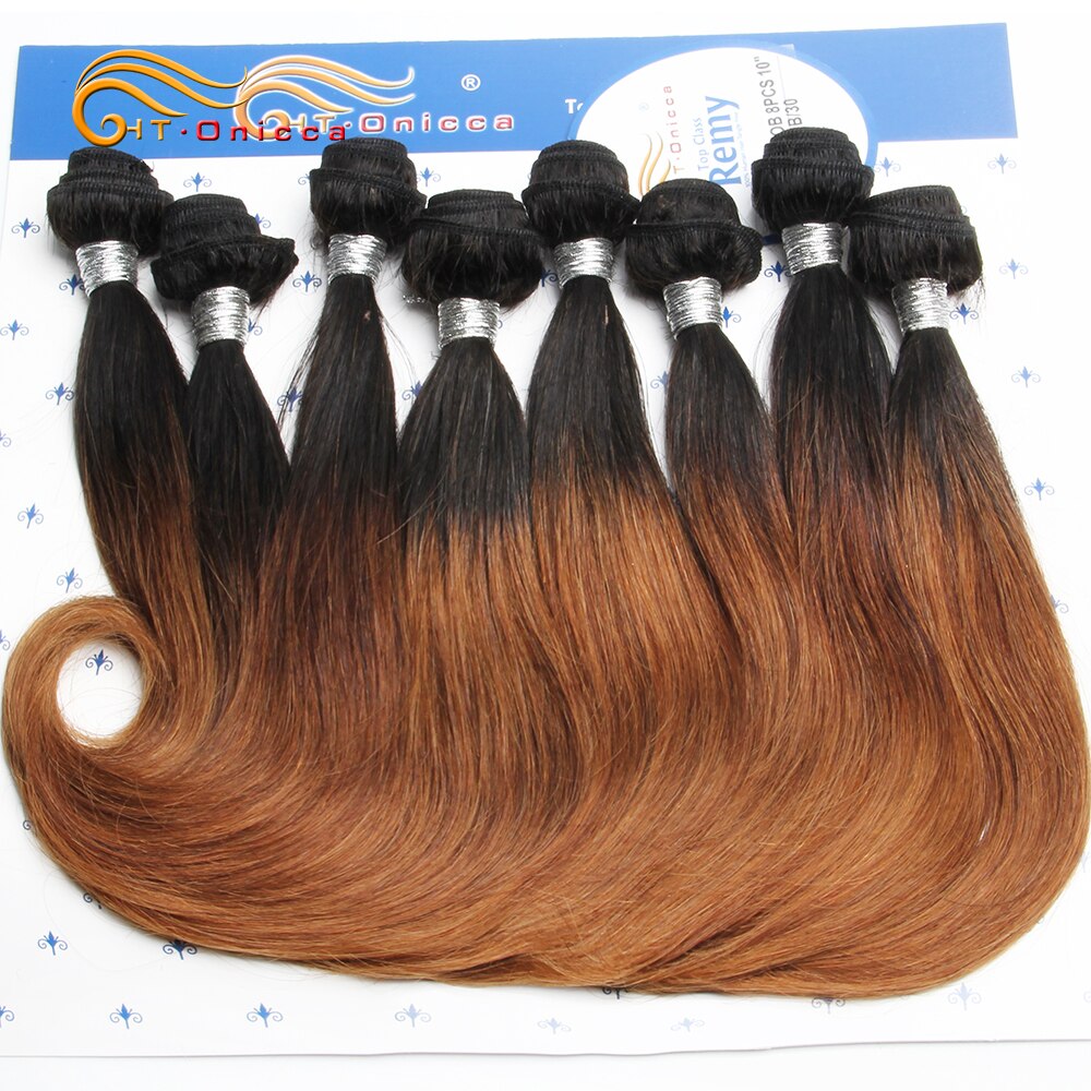 Curly Hair Brazilian Remy Human Hair 8 Bundles Short Hair Extension Ombre