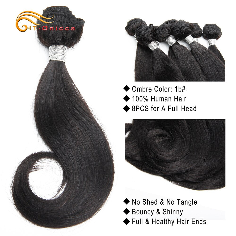 Curly Hair Brazilian Remy Human Hair 8 Bundles Short Hair Extension Ombre