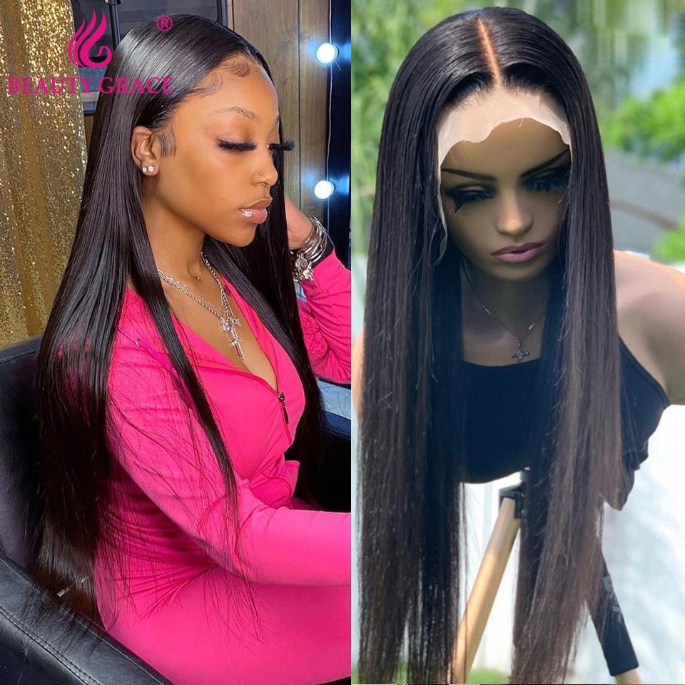 30 Inch Lace Front Wig Brazilian Bone Straight Human Hair