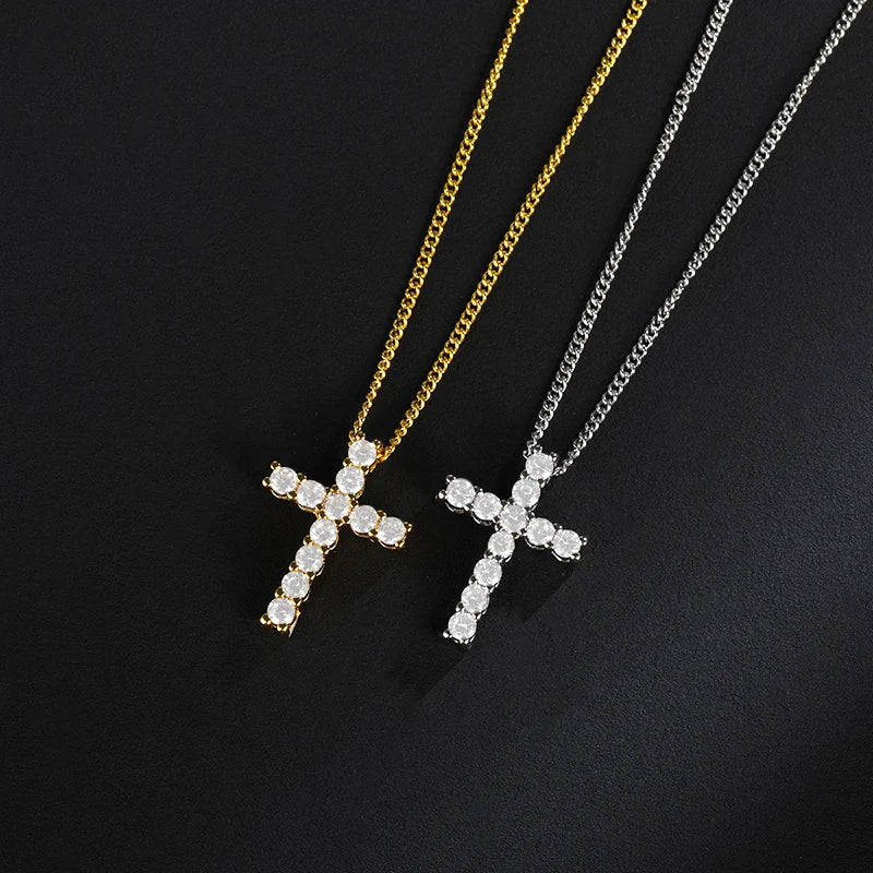 High Quality Zircon Cross Necklace For Women Hip Hop Jewelry Stainless Steel Pendant Chain Fashion Jewelry Christmas Gift 2022