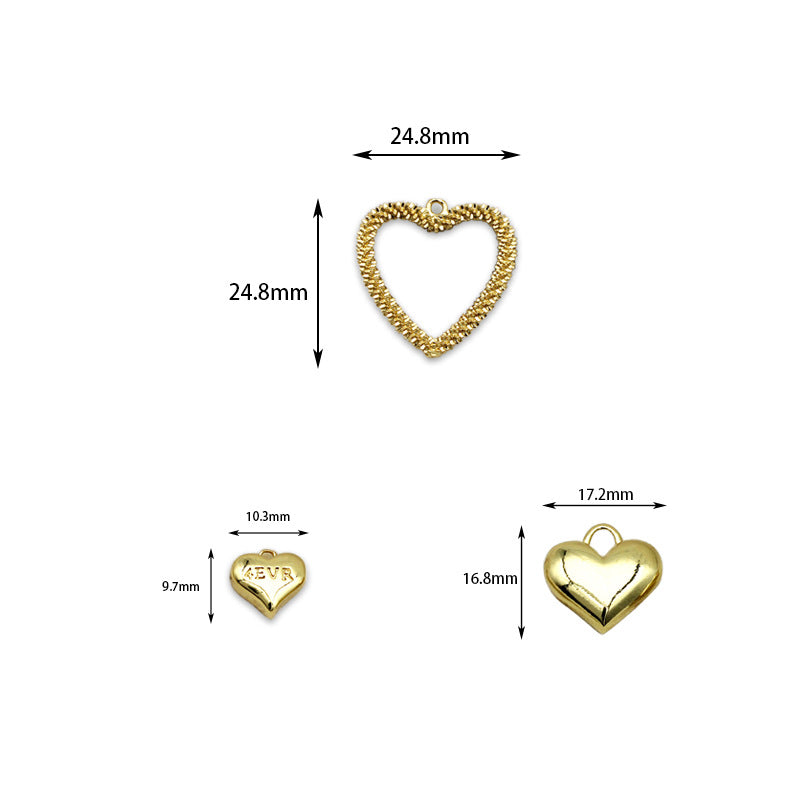 Love Heart Hanging Piece Pendant Necklace Earrings Diy Accessories