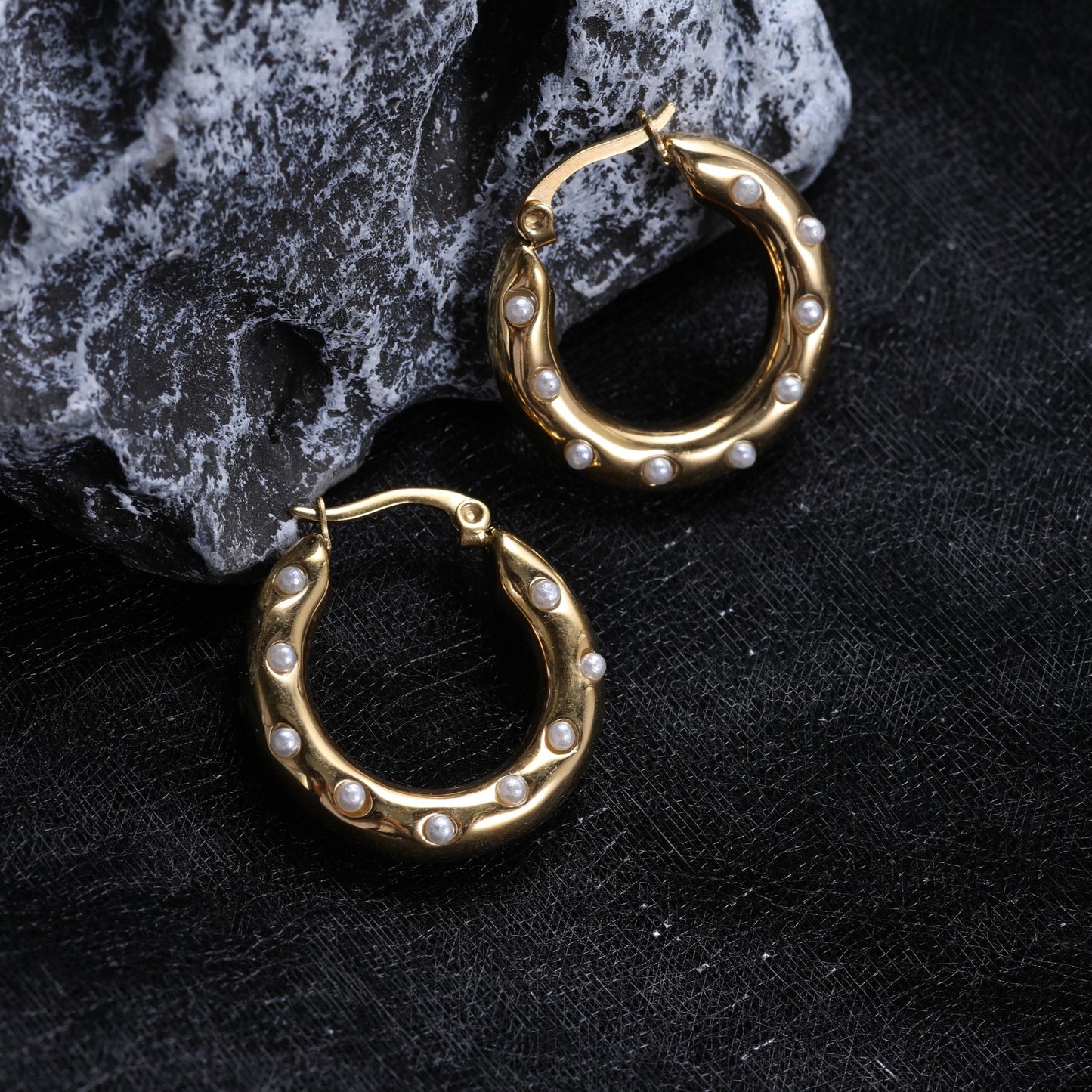 Round Half Circle Crescent Hollow Stainless Steel Earrings