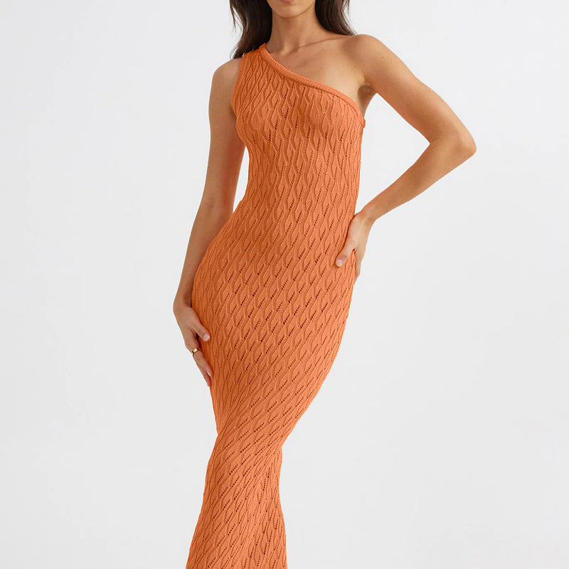 Fashion Hollowed-out Knitted Dress Women