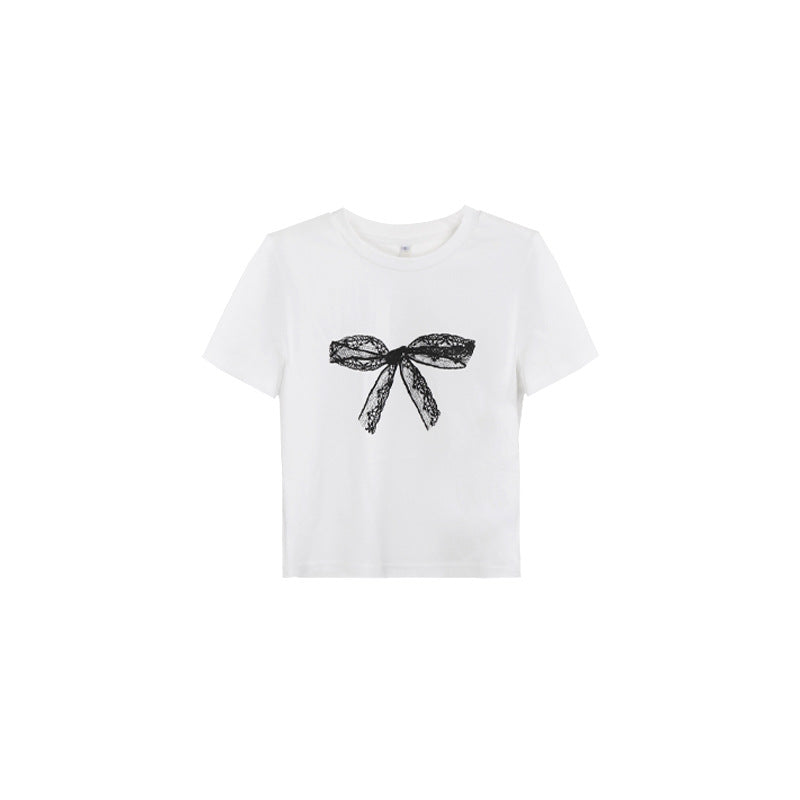 Women's  Lace Bow Short Sleeve