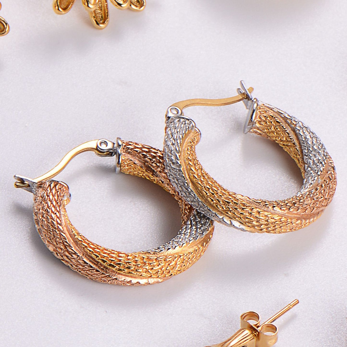 Round Half Circle Crescent Hollow Stainless Steel Earrings