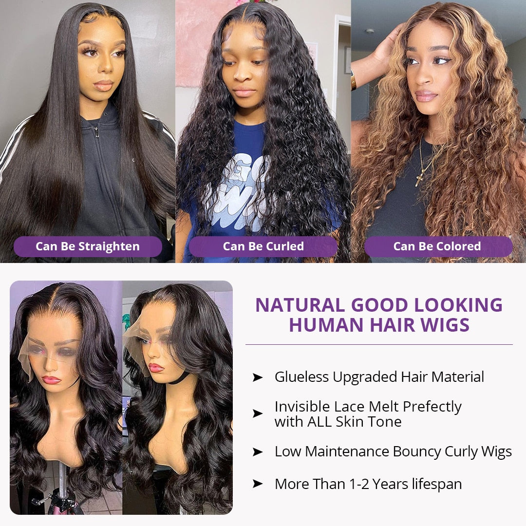 30inch Body Wave Lace Front Wig 4x4 Lace Closure Wig HD Lace Frontal