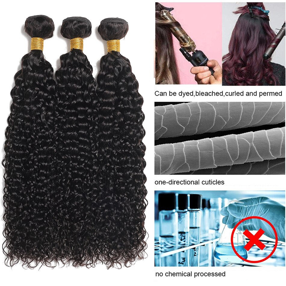 Kinky Curly Human Hair Bundles 10A Brazilian Raw Hair Bundles Unprocessed Deep Curly Hair Weaving Salon Wholesale Hair Extension