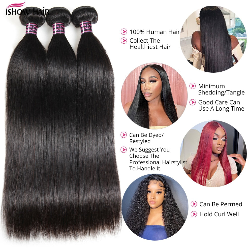 Straight Human Hair Bundles 28 30inch  Sew In Hair Bundles