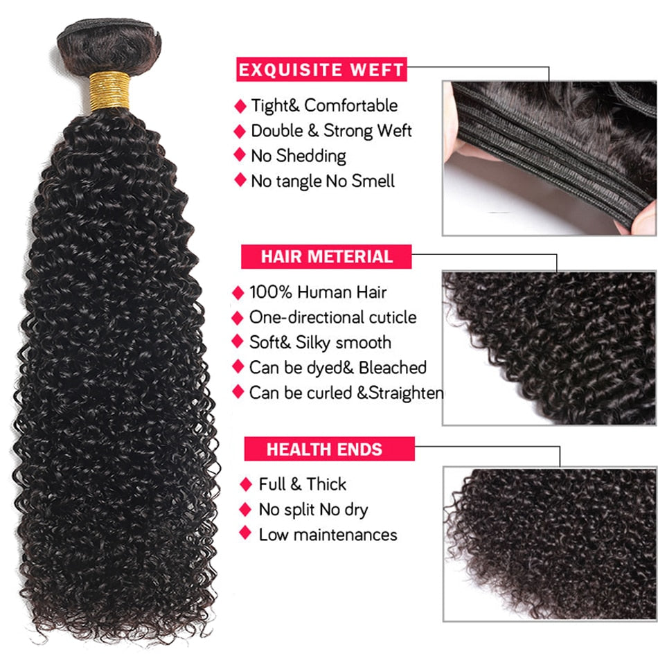 Kinky Curly Human Hair Bundles 10A Brazilian Raw Hair Bundles Unprocessed Deep Curly Hair Weaving Salon Wholesale Hair Extension