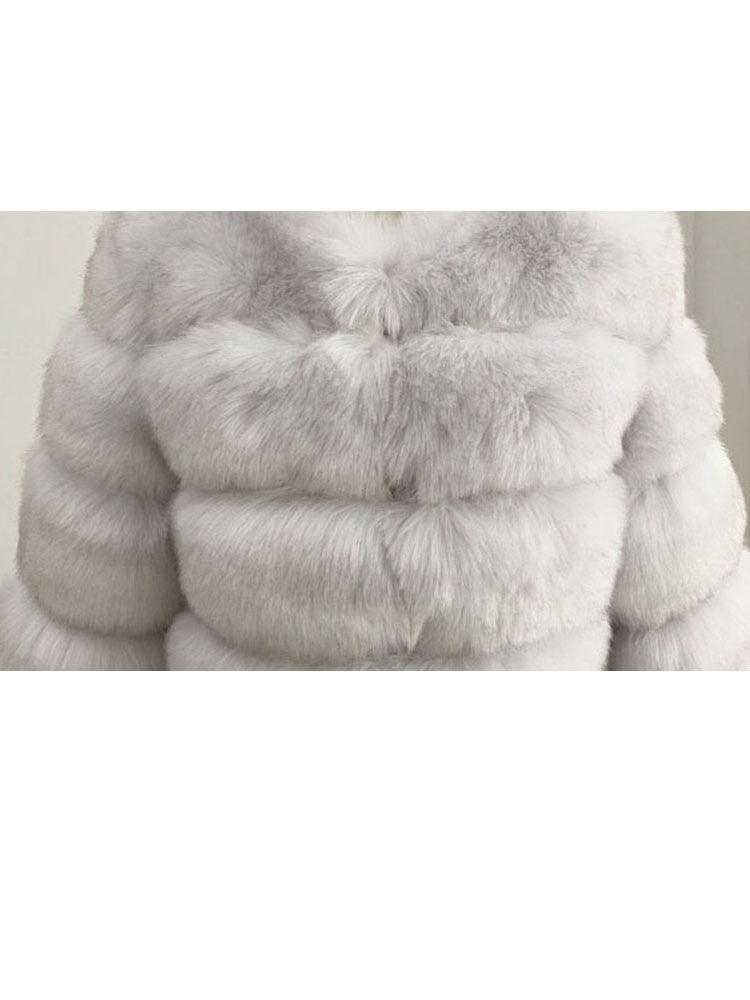 ZADORIN New Fashion Short Winter Faux Fox Fur Coat Women Luxury Stand Fur Collar Thick Warm Furry Jacket Faux Fur Cropped Top