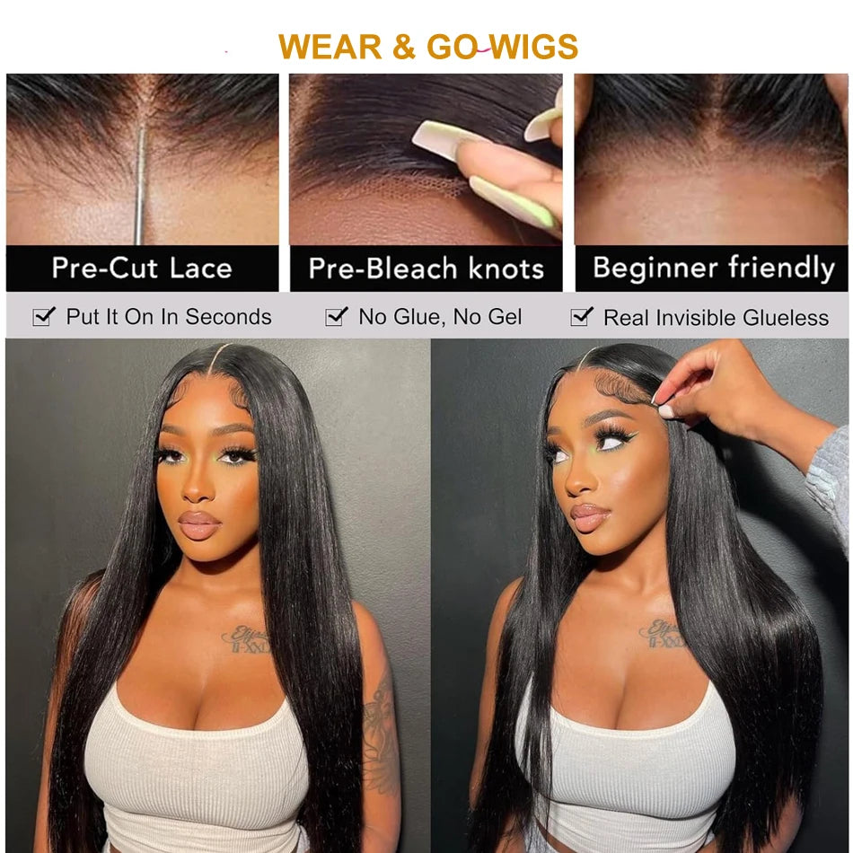 Glueless Wig Human Hair 4x4 5x5 HD Lace Closure Wig Pre Cut Lace