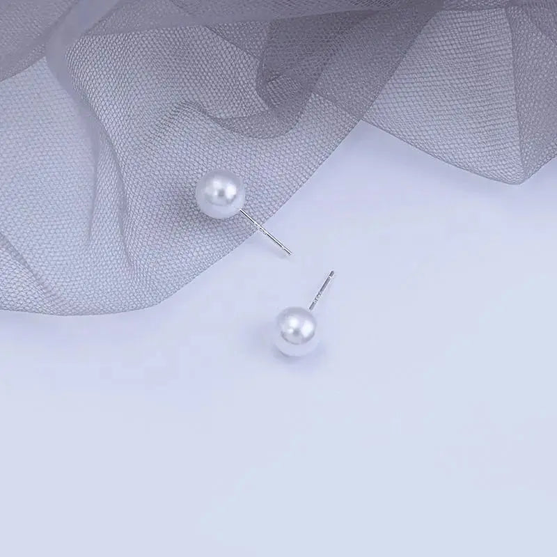 925 Sterling Silver Women's New High Quality Jewelry Pearl Stud Earrings XY0197