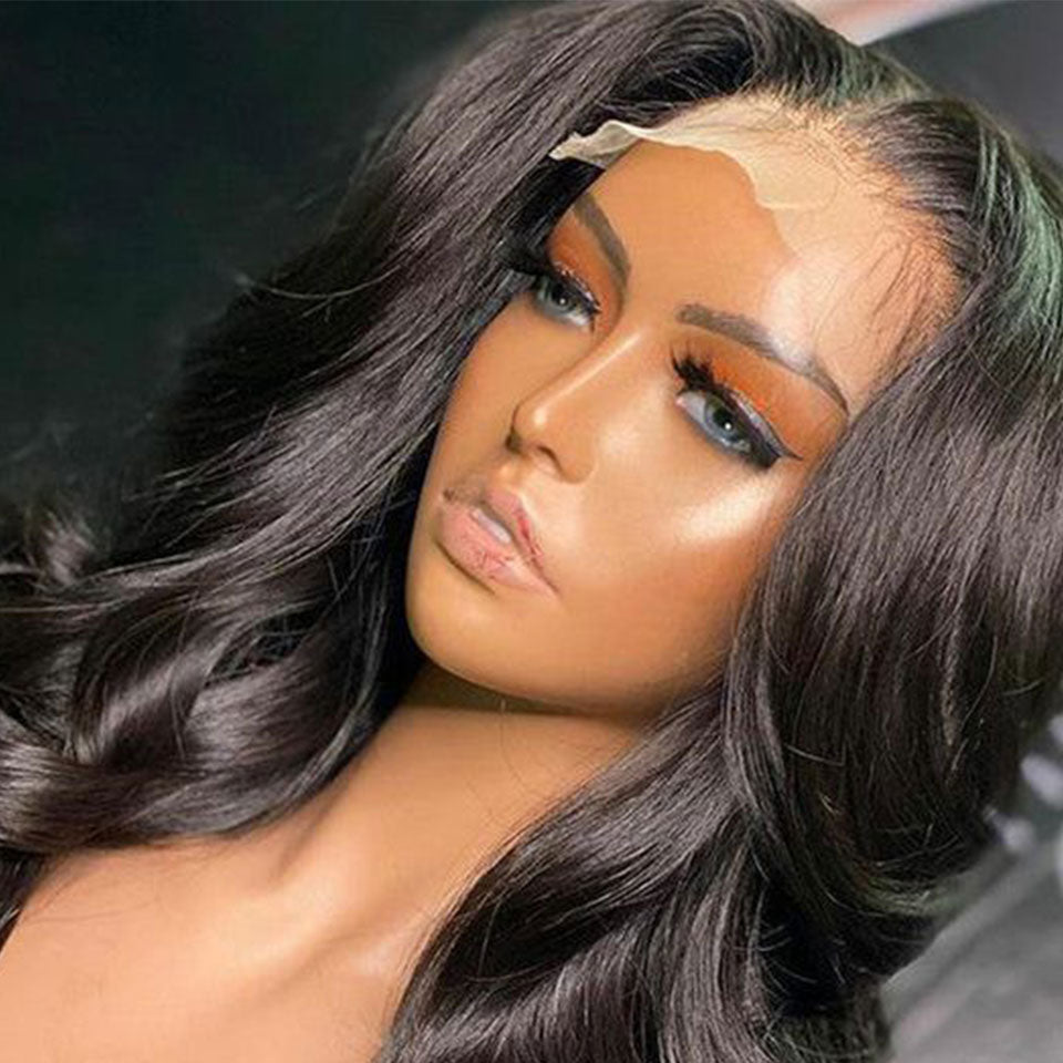 Body Wave Lace Front Human Hair Lace Wig Pre Plucked  and Transparent Lace