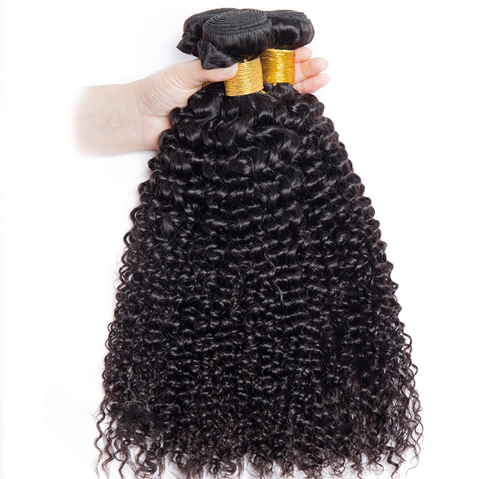 Kinky Curly Human Hair Bundles 10A Brazilian Raw Hair Bundles Unprocessed Deep Curly Hair Weaving Salon Wholesale Hair Extension