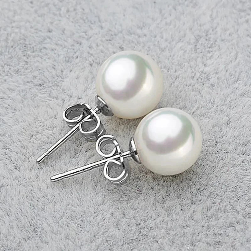 925 Sterling Silver Women's New High Quality Jewelry Pearl Stud Earrings XY0197