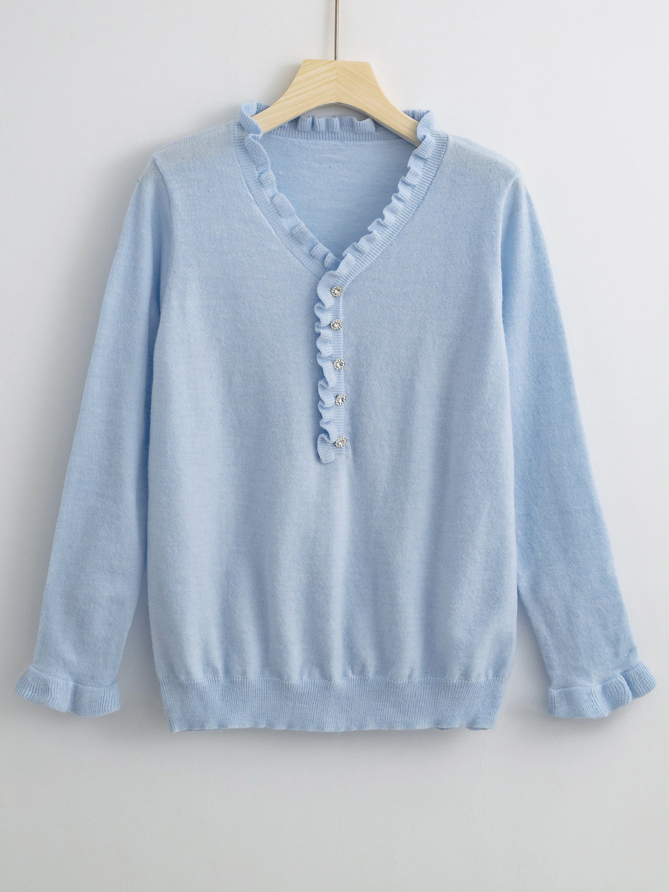 European And American Long Sleeve Ruffled Women's Knitwear