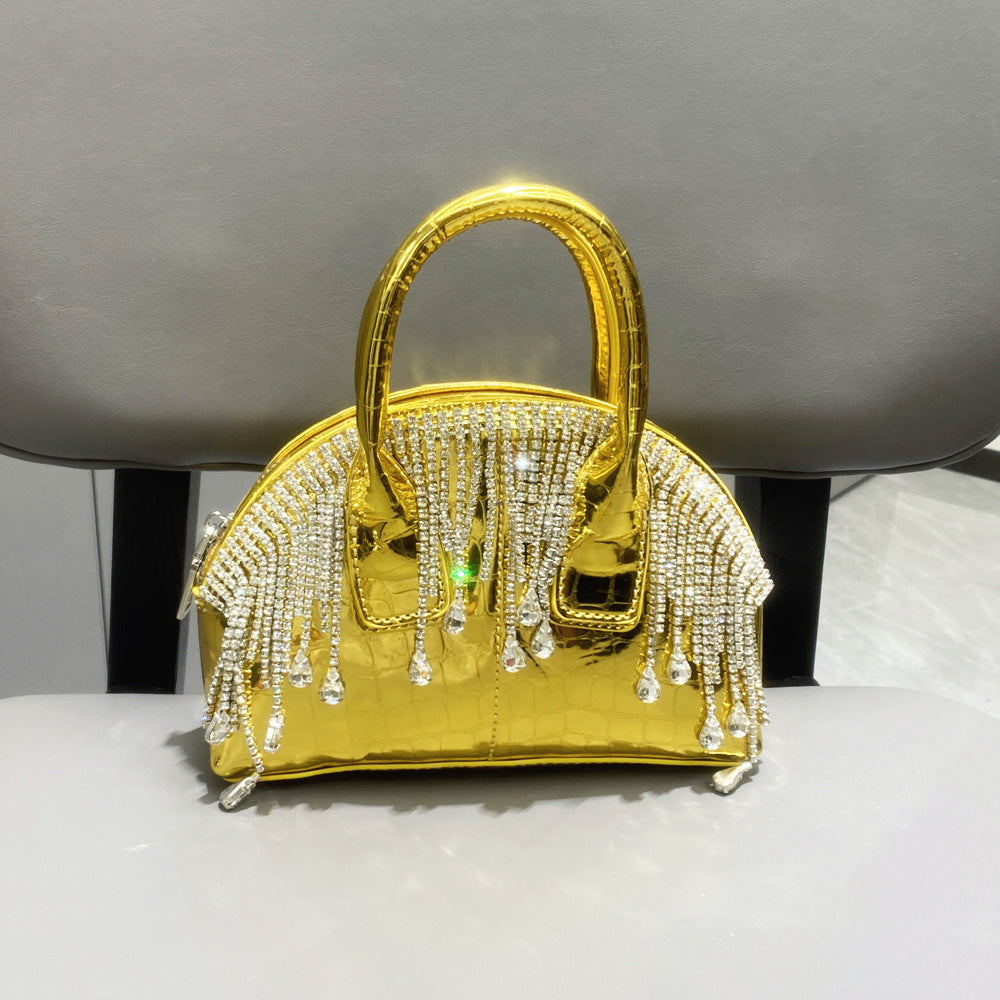 One-shoulder Crossbody Glossy Diamond Tassel Handbags