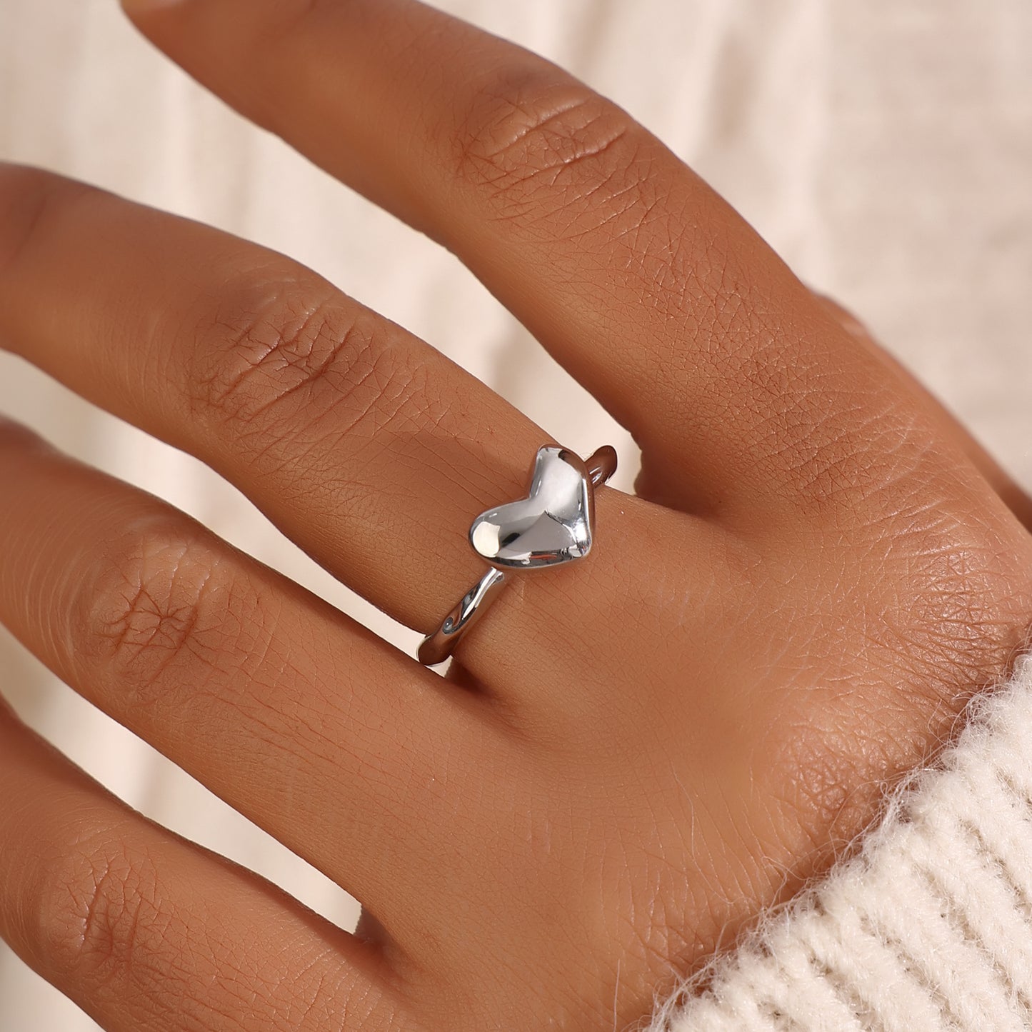 Small, Fresh, Versatile, Adjustable Ring, Love Ring, Female Finger Ring, Couple's Simple, Cold Trend Ring