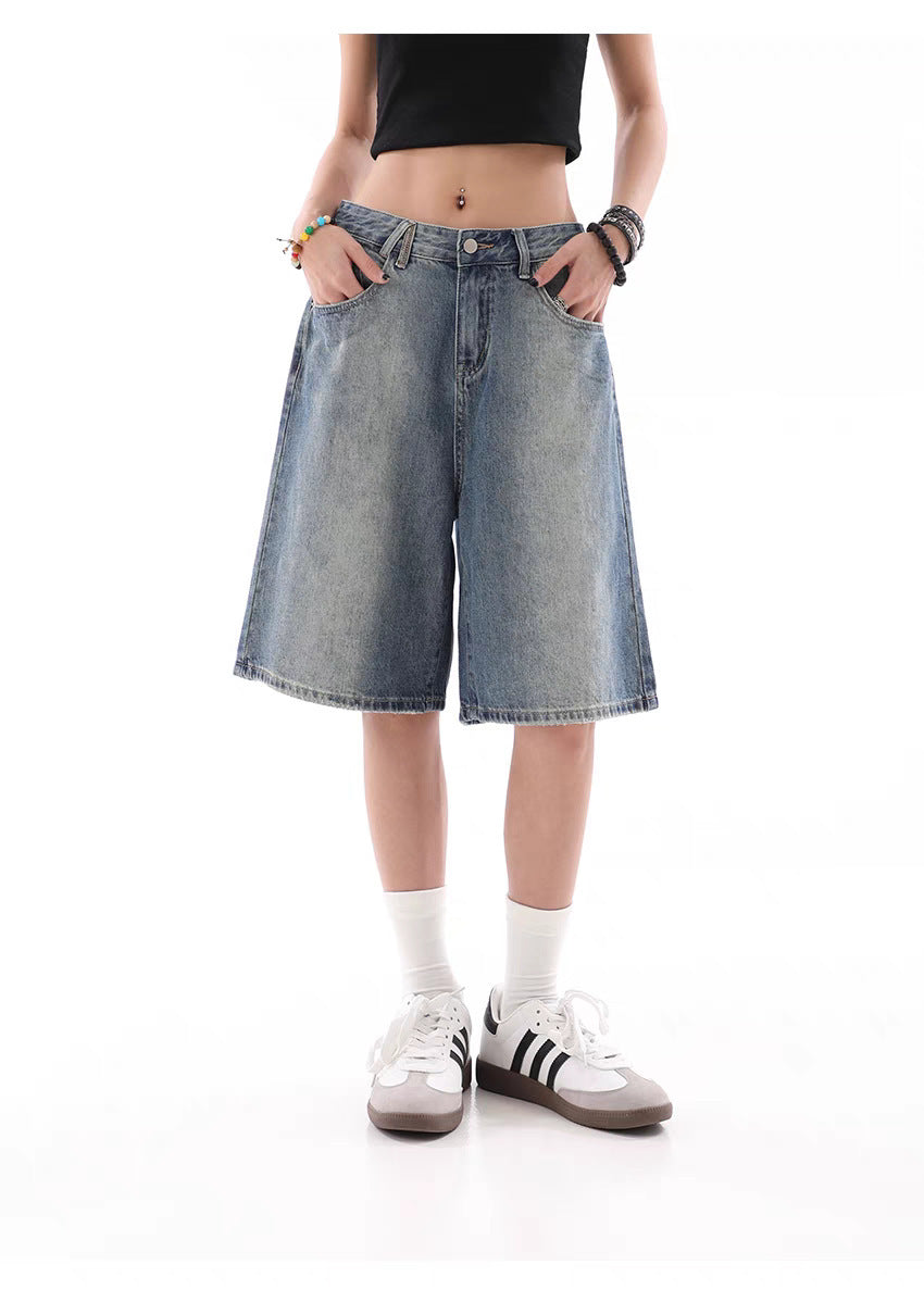 Women's High Street Gradient Retro Denim Shorts