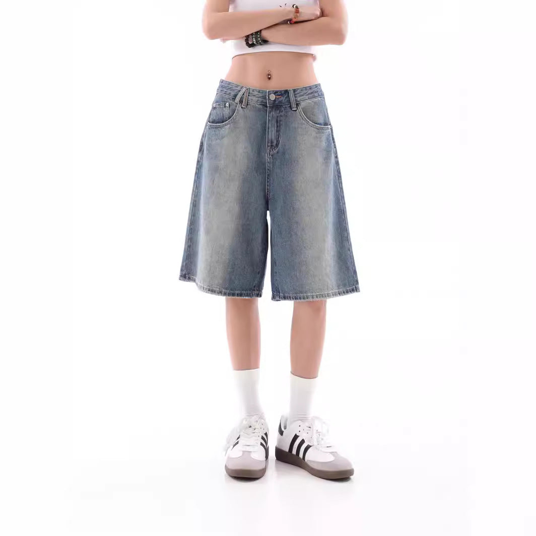 Women's High Street Gradient Retro Denim Shorts