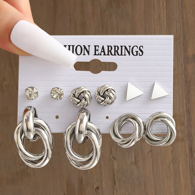 Pearl Silver Colour Hoop Earrings