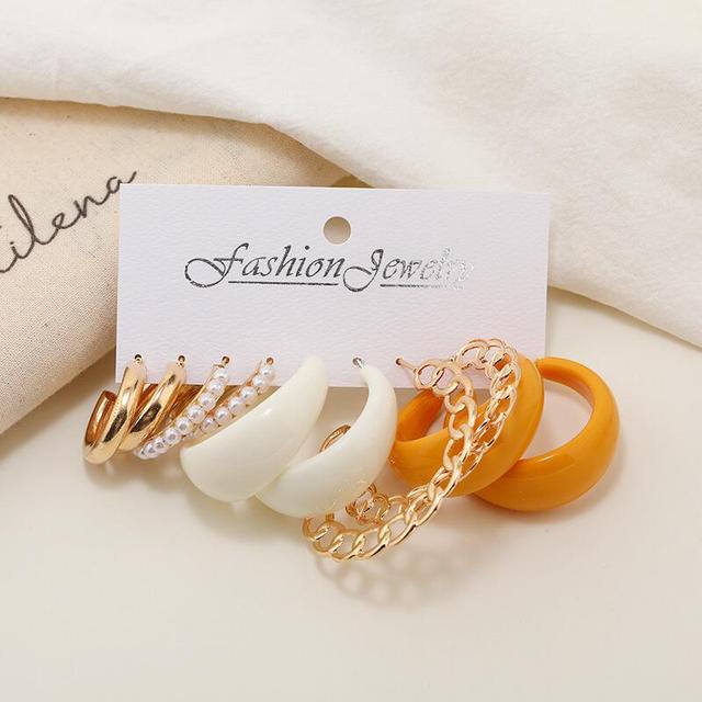 Pearl Silver Colour Hoop Earrings
