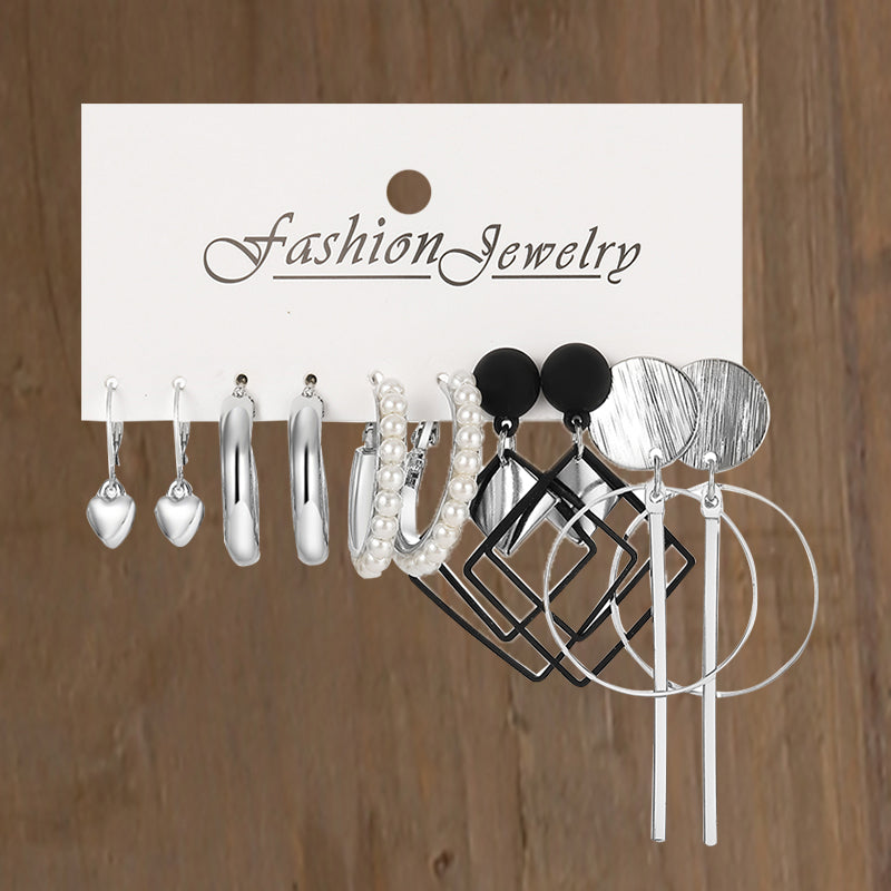 Pearl Silver Colour Hoop Earrings