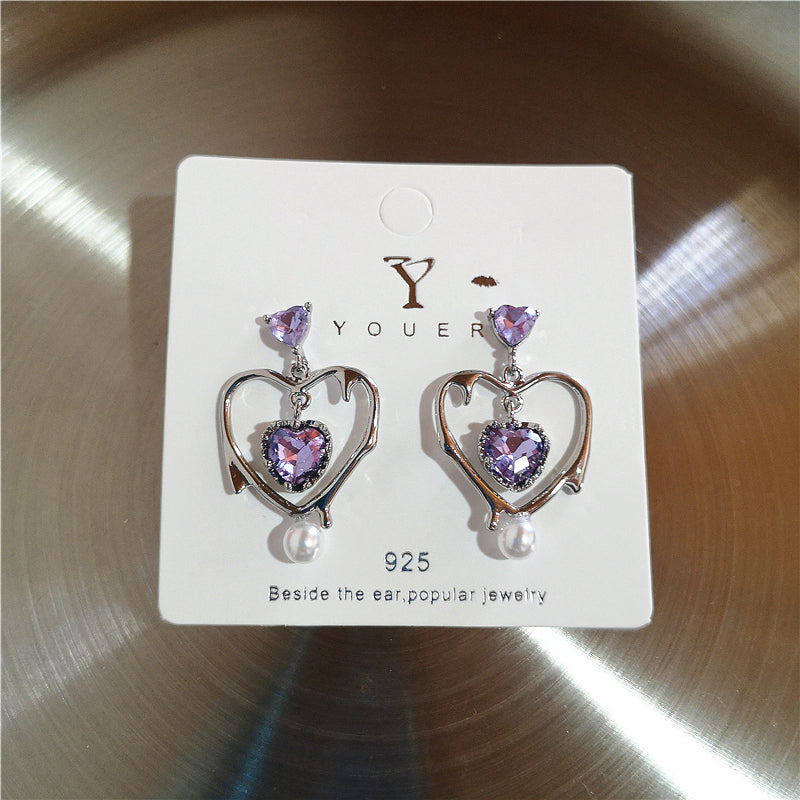 New Goth Harajuku Vintage Peach Heart Fairy Angel Moon Pendant Earrings For Women Egirl Trendy Aesthetic Y2K Jewelry Accessories