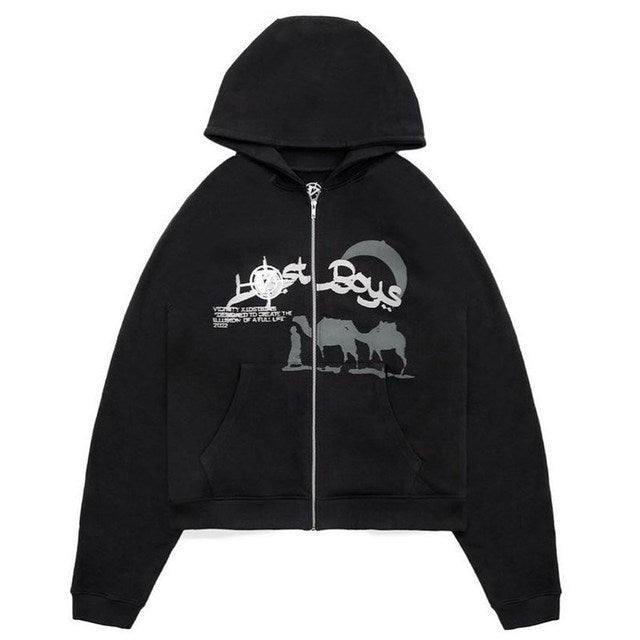 Zip Hoodie Rhinestone Skeleton Goth Sweatshirt Sport Coat Pullover Men&#39;s Gothic Long Sleeve Oversized Hoodie Y2k Jacket Hoodies